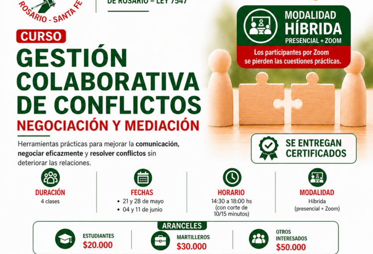 Curso sobre gestión colaborativa de conflictos: negociación y mediación