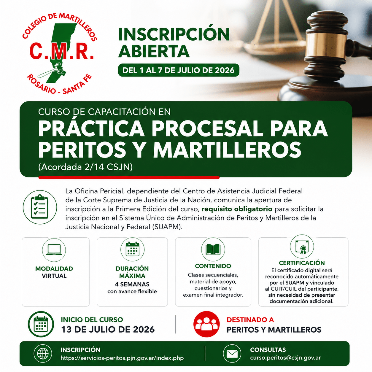 Curso de Capacitación en Práctica Procesal para Martilleros