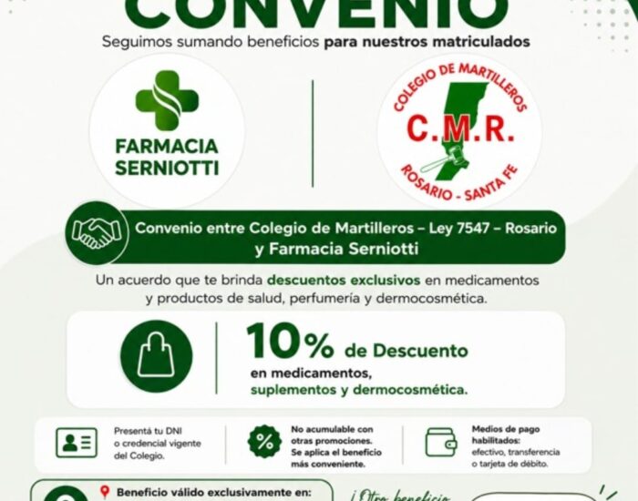 Descuento en medicamentos y productos de salud para los matriculados