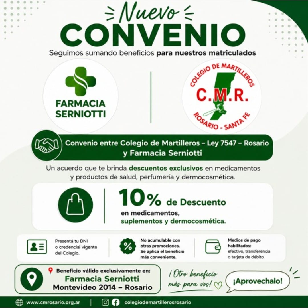 Descuento en medicamentos y productos de salud para los matriculados